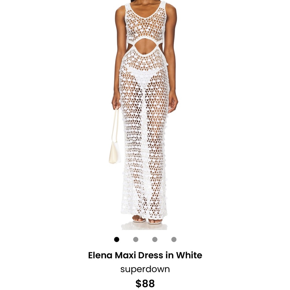 Superdown Crochet Cutout Maxi Dress in White